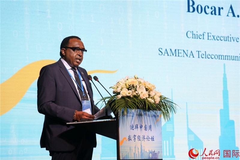 SAMENA電信協(xié)會首席執(zhí)行官博卡爾致辭。人民網(wǎng)記者任皓宇攝