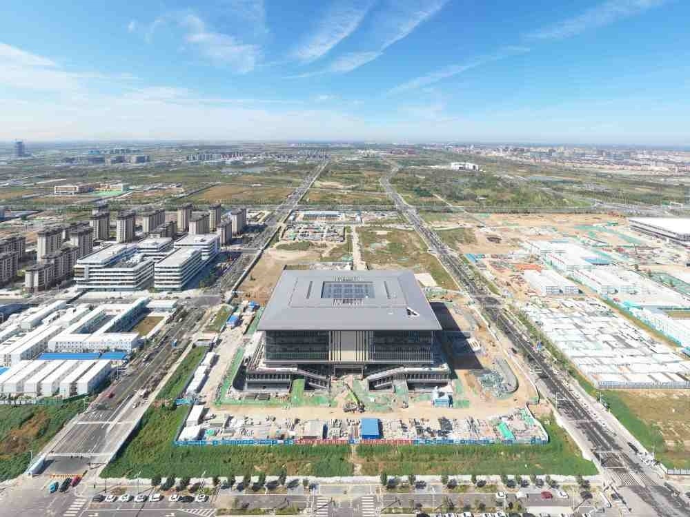 這是雄安新區(qū)大學園圖書館（2023年10月1日攝，無人機照片）。新華社記者 朱旭東 攝