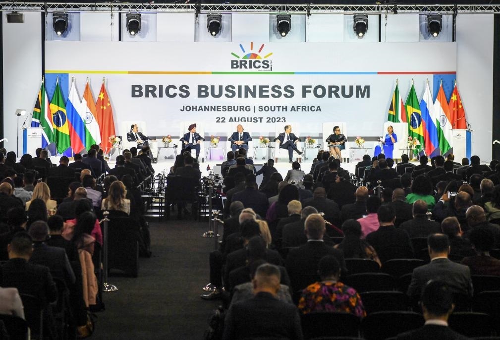 這是8月22日在南非約翰內(nèi)斯堡拍攝的金磚國家工商論壇現(xiàn)場。新華社記者李亞輝攝