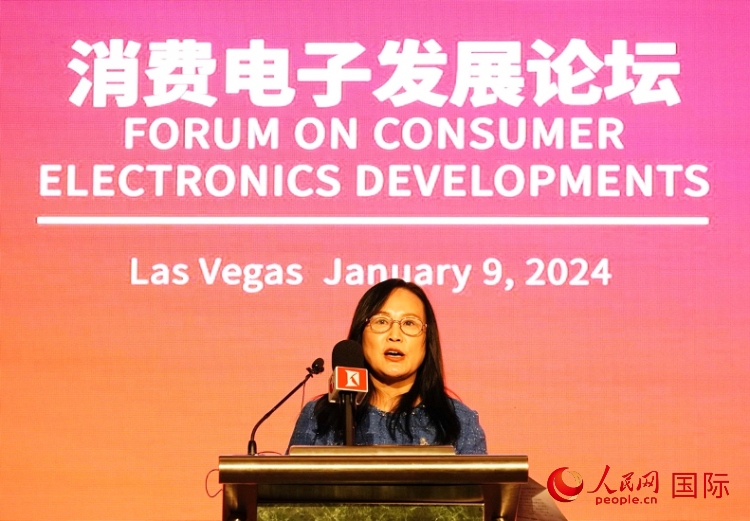 中國機電產(chǎn)品進出口商會副會長劉春致辭。人民網(wǎng)記者 鄧圩攝