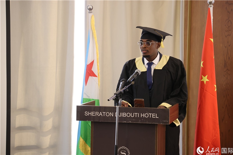 吉布提魯班工坊2023屆畢業(yè)生代表發(fā)言。人民網記者 張志文攝