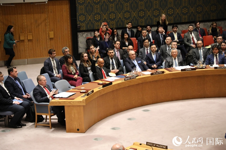 4月18日，安理會投票現(xiàn)場，12個成員投贊成票。 人民網記者 李志偉攝