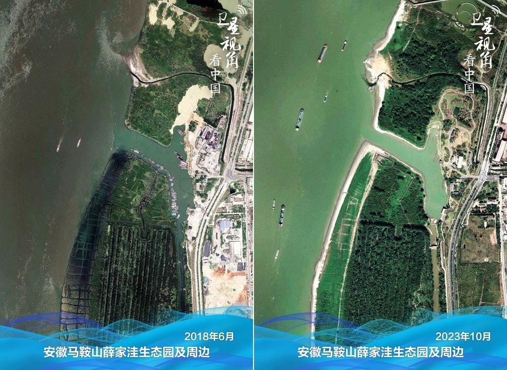 經(jīng)過整治后的安徽馬鞍山薛家洼生態(tài)園生機(jī)盎然。