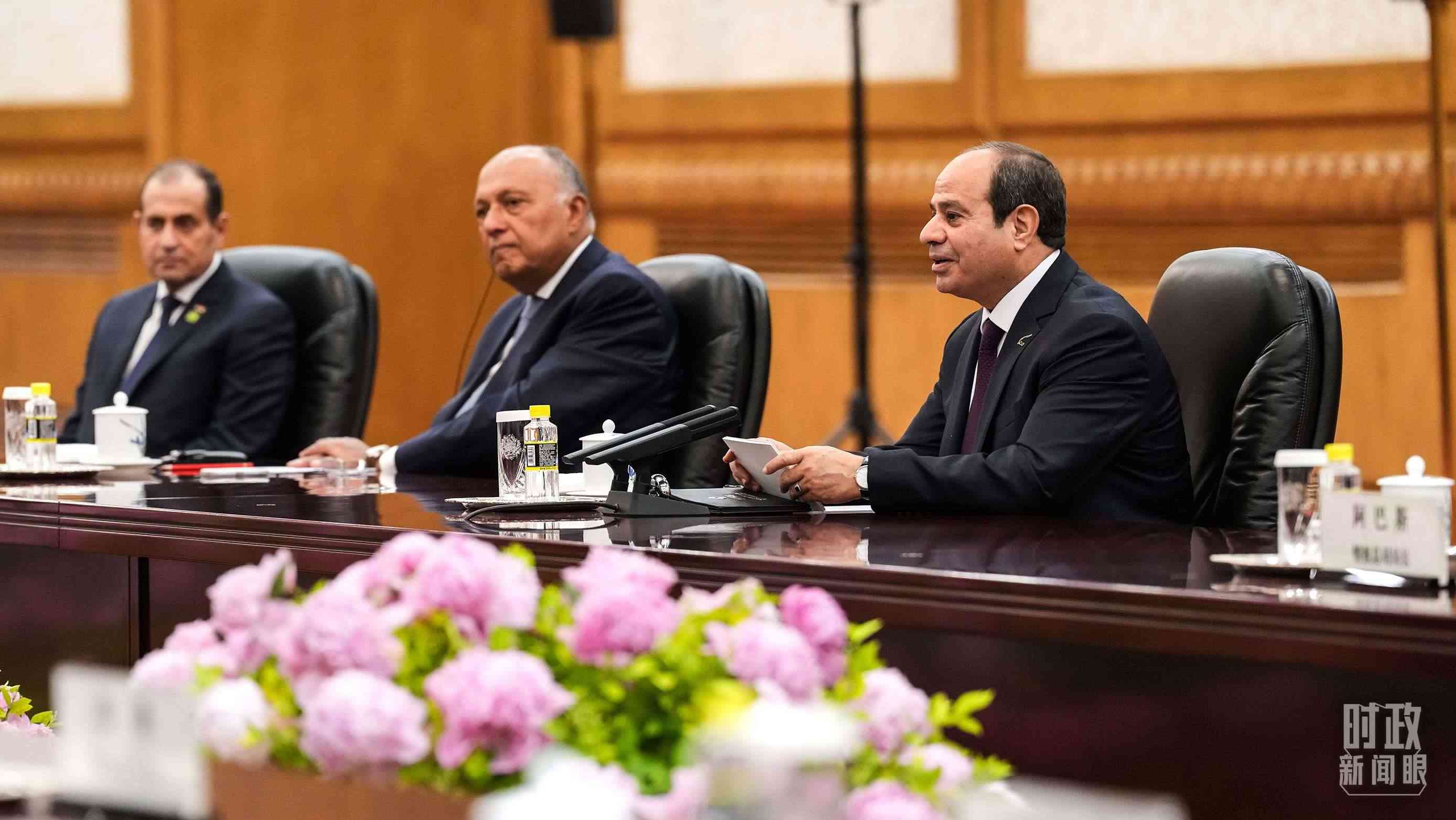△會談中的塞西總統(tǒng)。（總臺國廣記者李晉拍攝）
