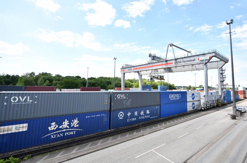 這是2024年5月27日拍攝的德國(guó)漢堡-比爾韋爾德DUSS貨運(yùn)場(chǎng)站。新華社記者 任鵬飛 攝