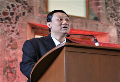 拉美分社負(fù)責(zé)人苗野主持慶?；顒?。主辦方供圖