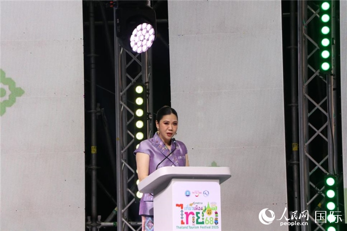 泰國旅游局局長塔佩妮在開幕式上致辭。朱瀟逸攝