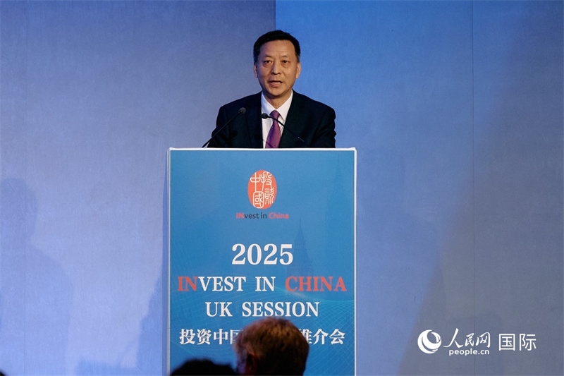 中國(guó)駐英國(guó)大使館經(jīng)濟(jì)商務(wù)公使余本林發(fā)表致辭。楊浩鵬攝