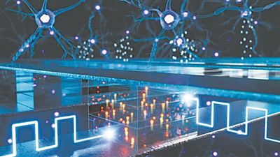 使用電化學(xué)隨機(jī)存取存儲(chǔ)設(shè)備進(jìn)行內(nèi)存計(jì)算（藝術(shù)圖）。圖片來源：韓國(guó)浦項(xiàng)科技大學(xué)