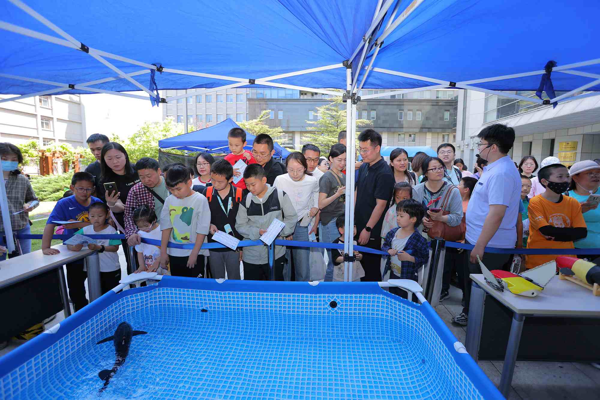 水下仿生機器魚在活動現(xiàn)場大受歡迎。中國科學(xué)院自動化研究所供圖